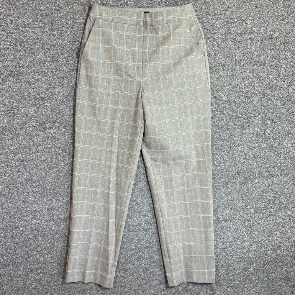 Express Editor Glen Plaid Ankle Pants Grey Pink Yellow Check Size 4R